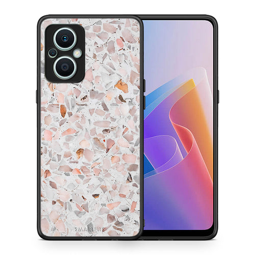 Θήκη Oppo Reno7 Lite Marble Terrazzo από τη Smartfits με σχέδιο στο πίσω μέρος και μαύρο περίβλημα | Oppo Reno7 Lite Marble Terrazzo Case with Colorful Back and Black Bezels