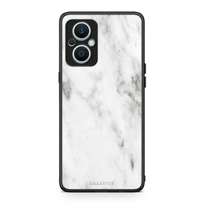 Θήκη Oppo Reno7 Lite Marble White από τη Smartfits με σχέδιο στο πίσω μέρος και μαύρο περίβλημα | Oppo Reno7 Lite Marble White Case with Colorful Back and Black Bezels