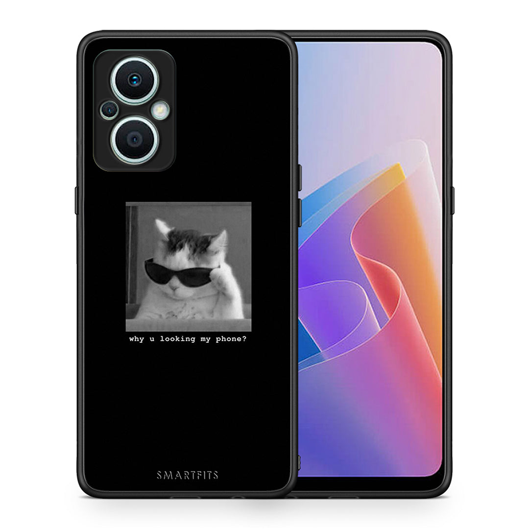 Θήκη Oppo Reno7 Lite Meme Cat από τη Smartfits με σχέδιο στο πίσω μέρος και μαύρο περίβλημα | Oppo Reno7 Lite Meme Cat Case with Colorful Back and Black Bezels