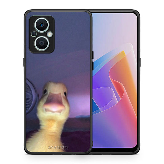 Θήκη Oppo Reno7 Lite Meme Duck από τη Smartfits με σχέδιο στο πίσω μέρος και μαύρο περίβλημα | Oppo Reno7 Lite Meme Duck Case with Colorful Back and Black Bezels