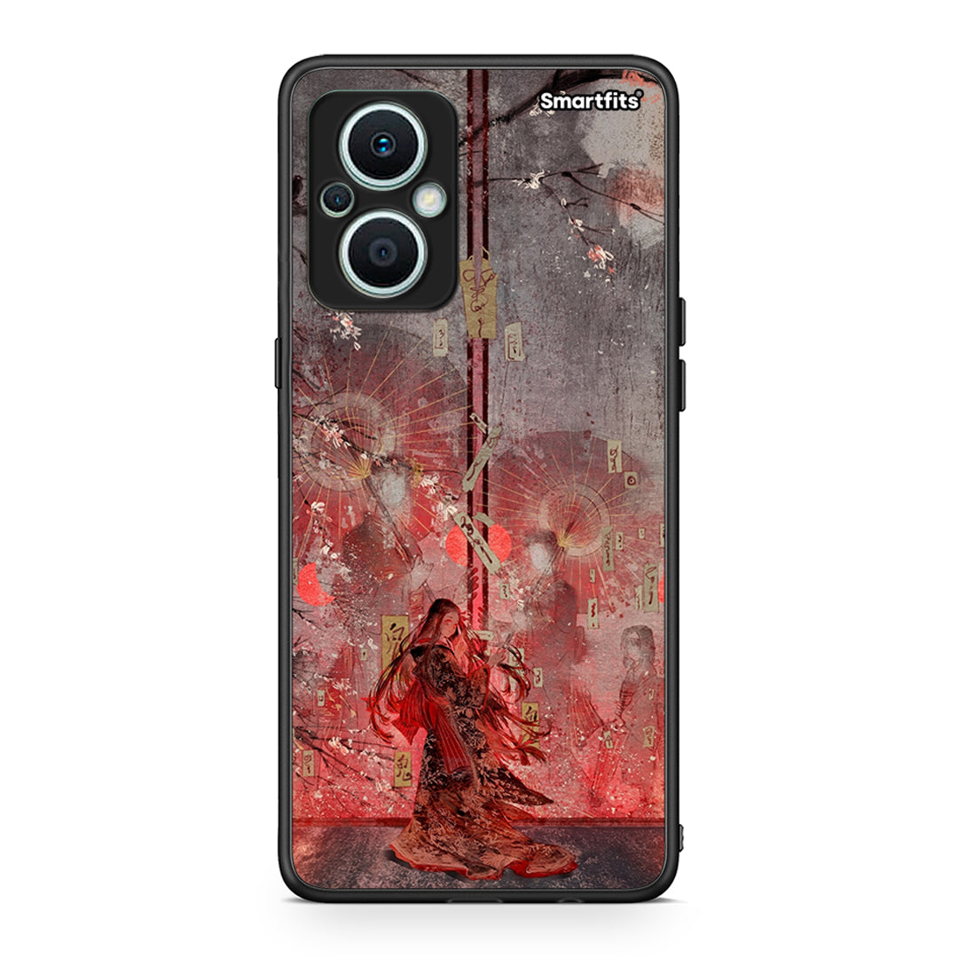 Θήκη Oppo Reno7 Lite Nezuko Kamado από τη Smartfits με σχέδιο στο πίσω μέρος και μαύρο περίβλημα | Oppo Reno7 Lite Nezuko Kamado Case with Colorful Back and Black Bezels