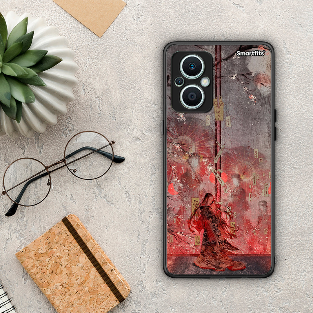Θήκη Oppo Reno7 Lite Nezuko Kamado από τη Smartfits με σχέδιο στο πίσω μέρος και μαύρο περίβλημα | Oppo Reno7 Lite Nezuko Kamado Case with Colorful Back and Black Bezels