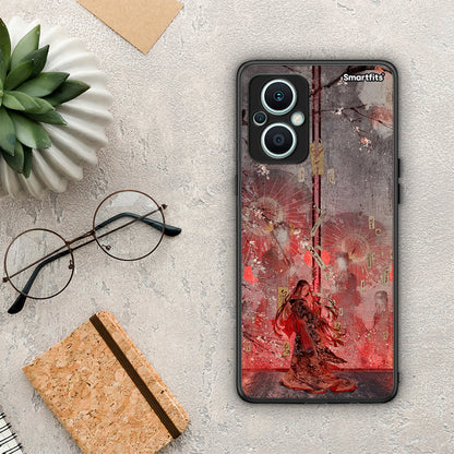 Θήκη Oppo Reno7 Lite Nezuko Kamado από τη Smartfits με σχέδιο στο πίσω μέρος και μαύρο περίβλημα | Oppo Reno7 Lite Nezuko Kamado Case with Colorful Back and Black Bezels