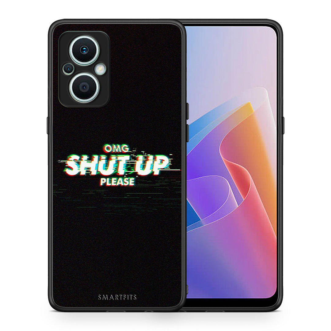 Θήκη Oppo Reno7 Lite OMG ShutUp από τη Smartfits με σχέδιο στο πίσω μέρος και μαύρο περίβλημα | Oppo Reno7 Lite OMG ShutUp Case with Colorful Back and Black Bezels