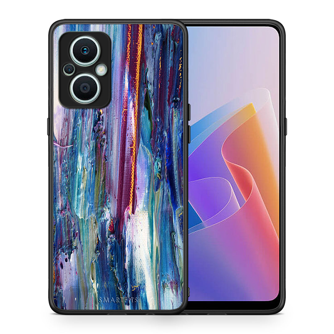 Θήκη Oppo Reno7 Lite Paint Winter από τη Smartfits με σχέδιο στο πίσω μέρος και μαύρο περίβλημα | Oppo Reno7 Lite Paint Winter Case with Colorful Back and Black Bezels