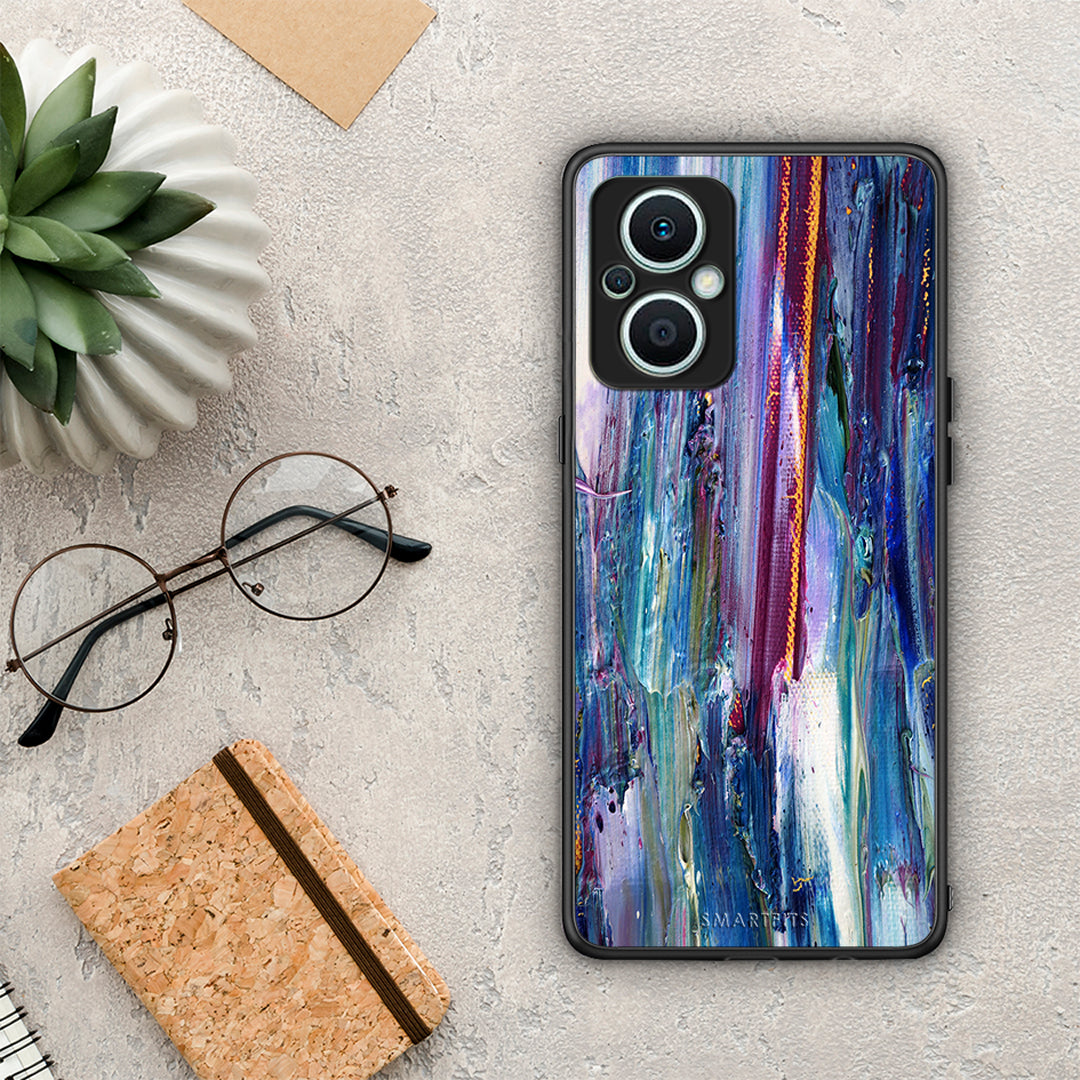 Θήκη Oppo Reno7 Lite Paint Winter από τη Smartfits με σχέδιο στο πίσω μέρος και μαύρο περίβλημα | Oppo Reno7 Lite Paint Winter Case with Colorful Back and Black Bezels