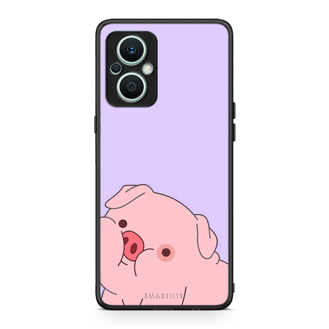 Θήκη Oppo Reno7 Lite Pig Love 2 από τη Smartfits με σχέδιο στο πίσω μέρος και μαύρο περίβλημα | Oppo Reno7 Lite Pig Love 2 Case with Colorful Back and Black Bezels