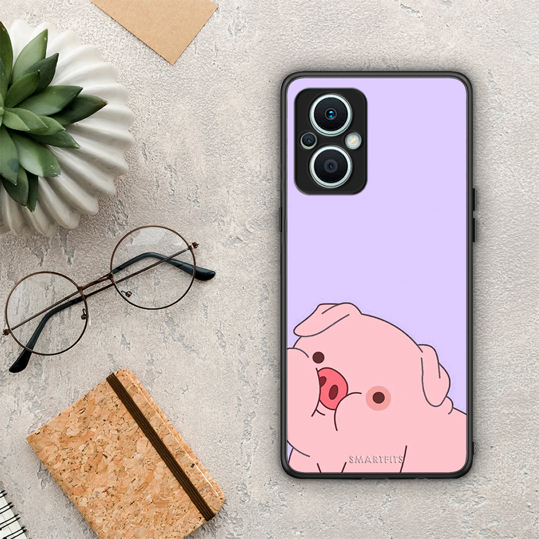 Θήκη Oppo Reno7 Lite Pig Love 2 από τη Smartfits με σχέδιο στο πίσω μέρος και μαύρο περίβλημα | Oppo Reno7 Lite Pig Love 2 Case with Colorful Back and Black Bezels