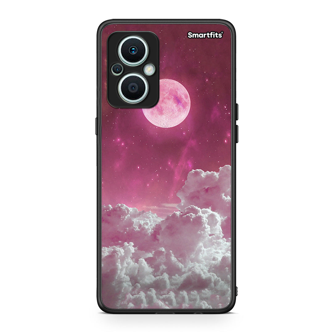 Θήκη Oppo Reno7 Lite Pink Moon από τη Smartfits με σχέδιο στο πίσω μέρος και μαύρο περίβλημα | Oppo Reno7 Lite Pink Moon Case with Colorful Back and Black Bezels