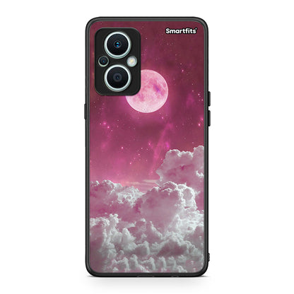Θήκη Oppo Reno7 Lite Pink Moon από τη Smartfits με σχέδιο στο πίσω μέρος και μαύρο περίβλημα | Oppo Reno7 Lite Pink Moon Case with Colorful Back and Black Bezels