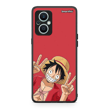 Θήκη Oppo Reno7 Lite Pirate Luffy από τη Smartfits με σχέδιο στο πίσω μέρος και μαύρο περίβλημα | Oppo Reno7 Lite Pirate Luffy Case with Colorful Back and Black Bezels