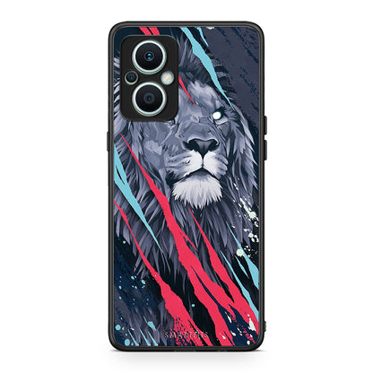 Θήκη Oppo Reno7 Lite PopArt Lion Designer από τη Smartfits με σχέδιο στο πίσω μέρος και μαύρο περίβλημα | Oppo Reno7 Lite PopArt Lion Designer Case with Colorful Back and Black Bezels