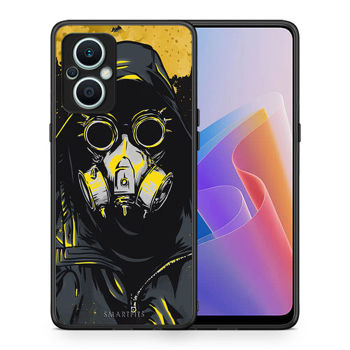 Θήκη Oppo Reno7 Lite PopArt Mask από τη Smartfits με σχέδιο στο πίσω μέρος και μαύρο περίβλημα | Oppo Reno7 Lite PopArt Mask Case with Colorful Back and Black Bezels
