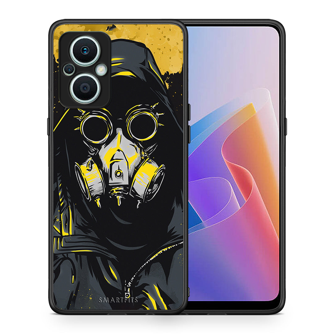 Θήκη Oppo Reno7 Lite PopArt Mask από τη Smartfits με σχέδιο στο πίσω μέρος και μαύρο περίβλημα | Oppo Reno7 Lite PopArt Mask Case with Colorful Back and Black Bezels