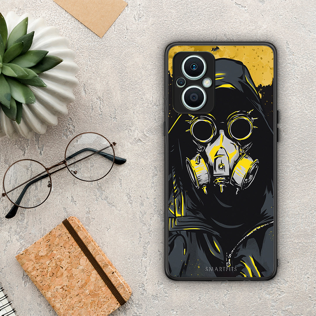 Θήκη Oppo Reno7 Lite PopArt Mask από τη Smartfits με σχέδιο στο πίσω μέρος και μαύρο περίβλημα | Oppo Reno7 Lite PopArt Mask Case with Colorful Back and Black Bezels