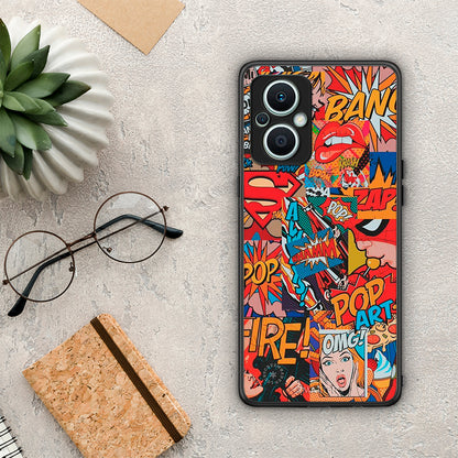 Θήκη Oppo Reno7 Lite PopArt OMG από τη Smartfits με σχέδιο στο πίσω μέρος και μαύρο περίβλημα | Oppo Reno7 Lite PopArt OMG Case with Colorful Back and Black Bezels