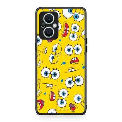 Θήκη Oppo Reno7 Lite PopArt Sponge από τη Smartfits με σχέδιο στο πίσω μέρος και μαύρο περίβλημα | Oppo Reno7 Lite PopArt Sponge Case with Colorful Back and Black Bezels