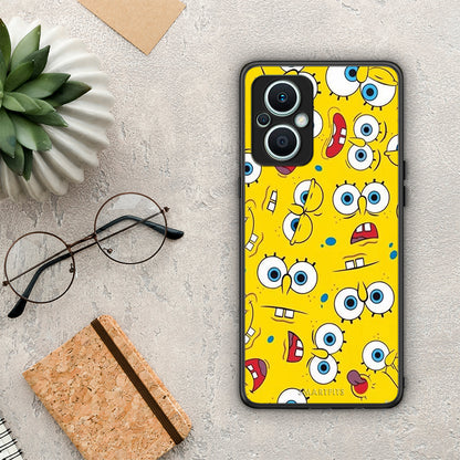 Θήκη Oppo Reno7 Lite PopArt Sponge από τη Smartfits με σχέδιο στο πίσω μέρος και μαύρο περίβλημα | Oppo Reno7 Lite PopArt Sponge Case with Colorful Back and Black Bezels