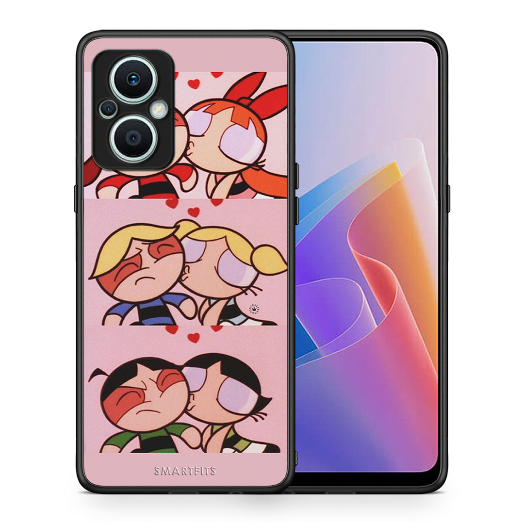 Θήκη Oppo Reno7 Lite Puff Love από τη Smartfits με σχέδιο στο πίσω μέρος και μαύρο περίβλημα | Oppo Reno7 Lite Puff Love Case with Colorful Back and Black Bezels