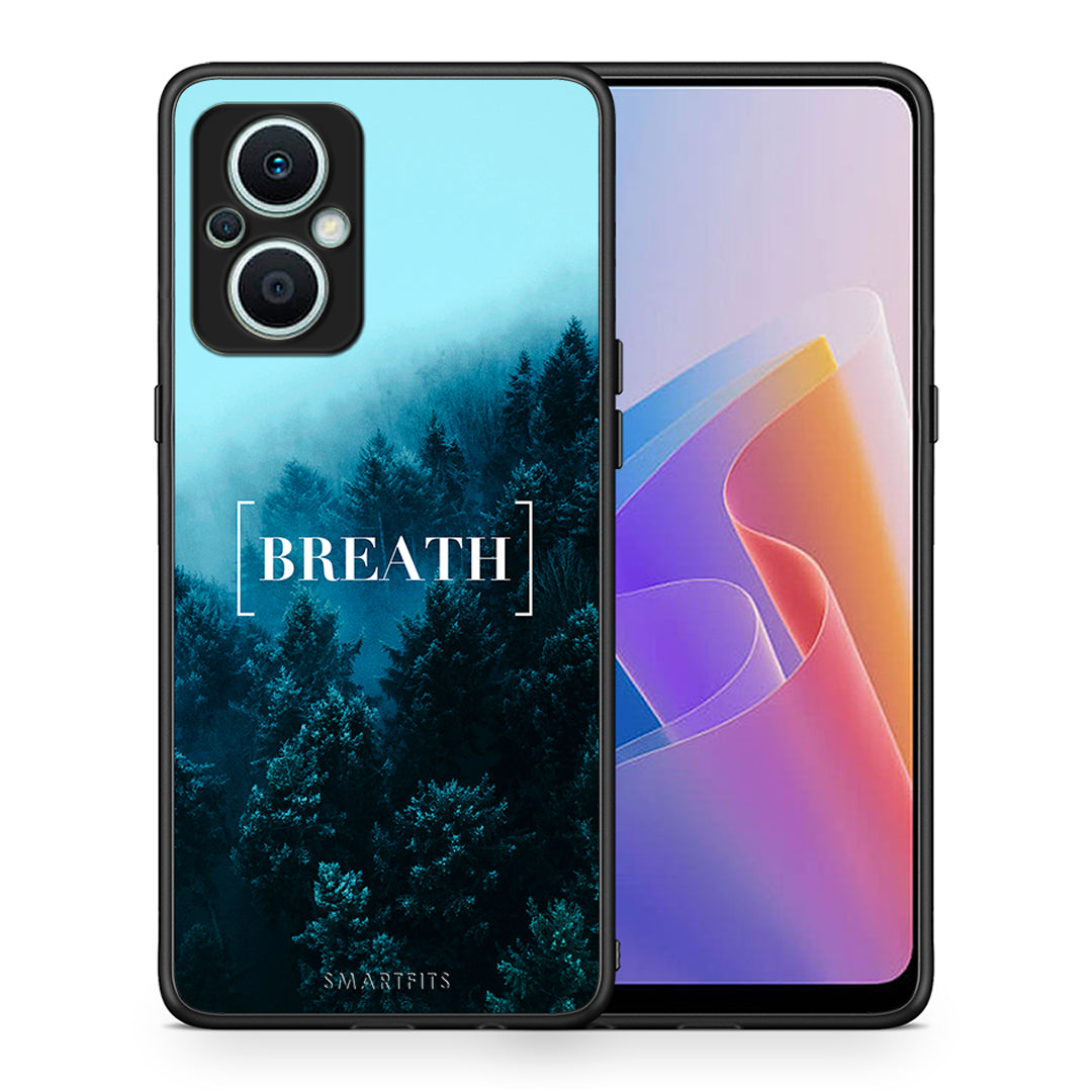 Θήκη Oppo Reno7 Lite Quote Breath από τη Smartfits με σχέδιο στο πίσω μέρος και μαύρο περίβλημα | Oppo Reno7 Lite Quote Breath Case with Colorful Back and Black Bezels