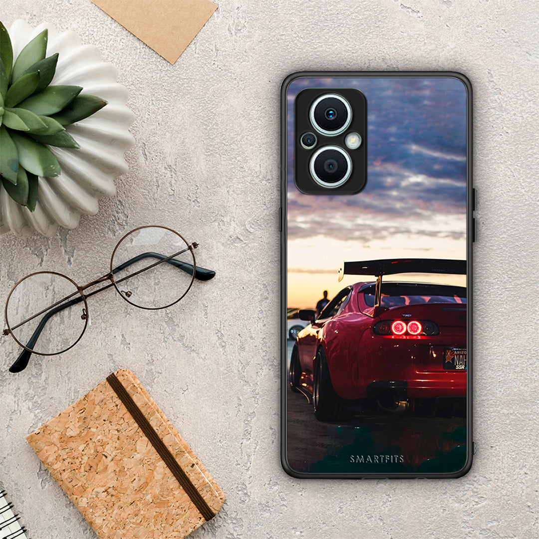 Θήκη Oppo Reno7 Lite Racing Supra από τη Smartfits με σχέδιο στο πίσω μέρος και μαύρο περίβλημα | Oppo Reno7 Lite Racing Supra Case with Colorful Back and Black Bezels