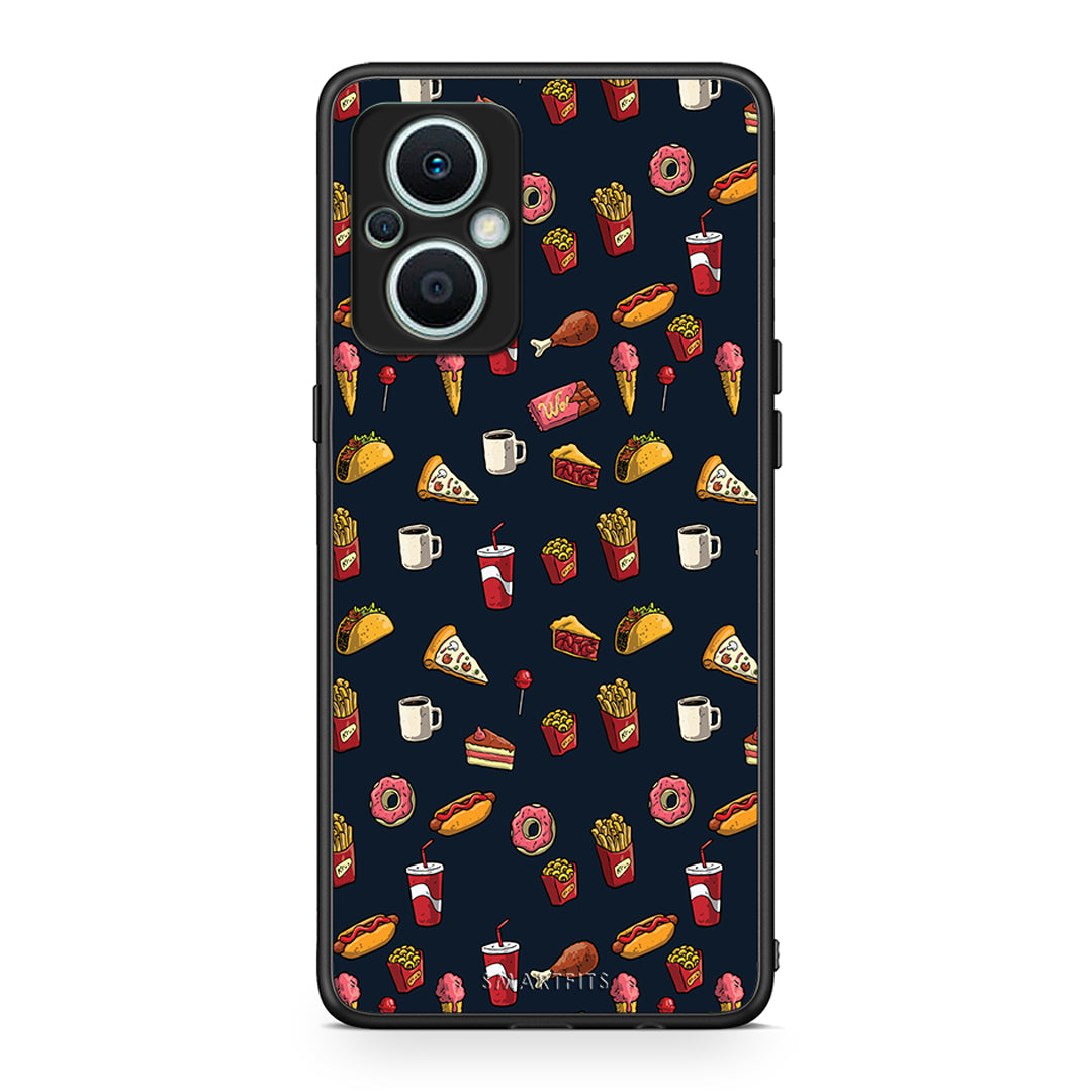 Θήκη Oppo Reno7 Lite Random Hungry από τη Smartfits με σχέδιο στο πίσω μέρος και μαύρο περίβλημα | Oppo Reno7 Lite Random Hungry Case with Colorful Back and Black Bezels
