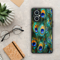 Thumbnail for Θήκη Oppo Reno7 Lite Real Peacock Feathers από τη Smartfits με σχέδιο στο πίσω μέρος και μαύρο περίβλημα | Oppo Reno7 Lite Real Peacock Feathers Case with Colorful Back and Black Bezels