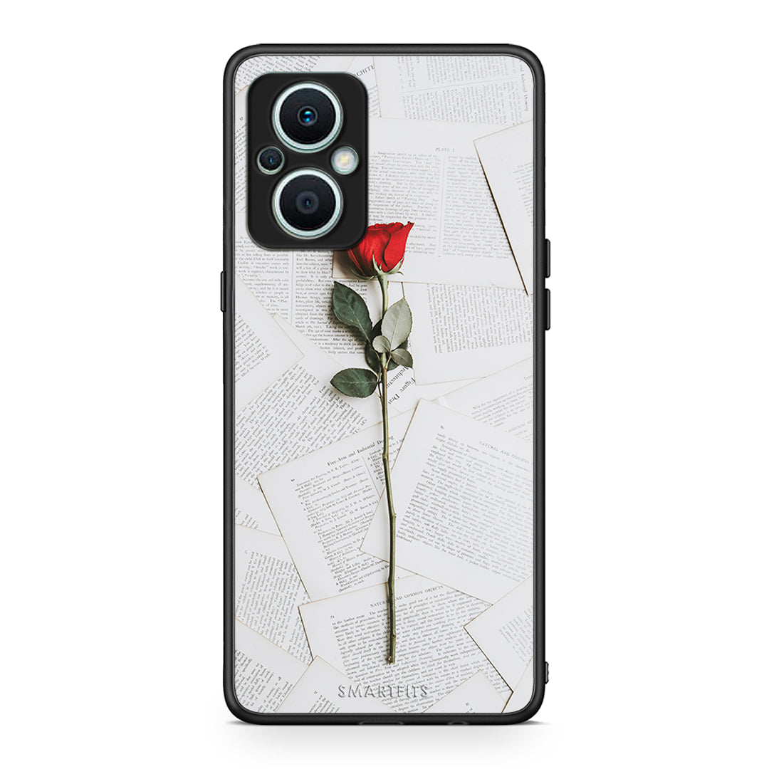 Θήκη Oppo Reno7 Lite Red Rose από τη Smartfits με σχέδιο στο πίσω μέρος και μαύρο περίβλημα | Oppo Reno7 Lite Red Rose Case with Colorful Back and Black Bezels
