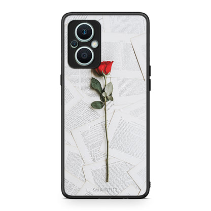 Θήκη Oppo Reno7 Lite Red Rose από τη Smartfits με σχέδιο στο πίσω μέρος και μαύρο περίβλημα | Oppo Reno7 Lite Red Rose Case with Colorful Back and Black Bezels