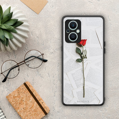 Θήκη Oppo Reno7 Lite Red Rose από τη Smartfits με σχέδιο στο πίσω μέρος και μαύρο περίβλημα | Oppo Reno7 Lite Red Rose Case with Colorful Back and Black Bezels