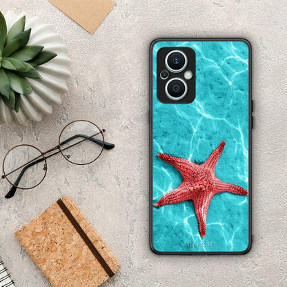 Θήκη Oppo Reno7 Lite Red Starfish από τη Smartfits με σχέδιο στο πίσω μέρος και μαύρο περίβλημα | Oppo Reno7 Lite Red Starfish Case with Colorful Back and Black Bezels