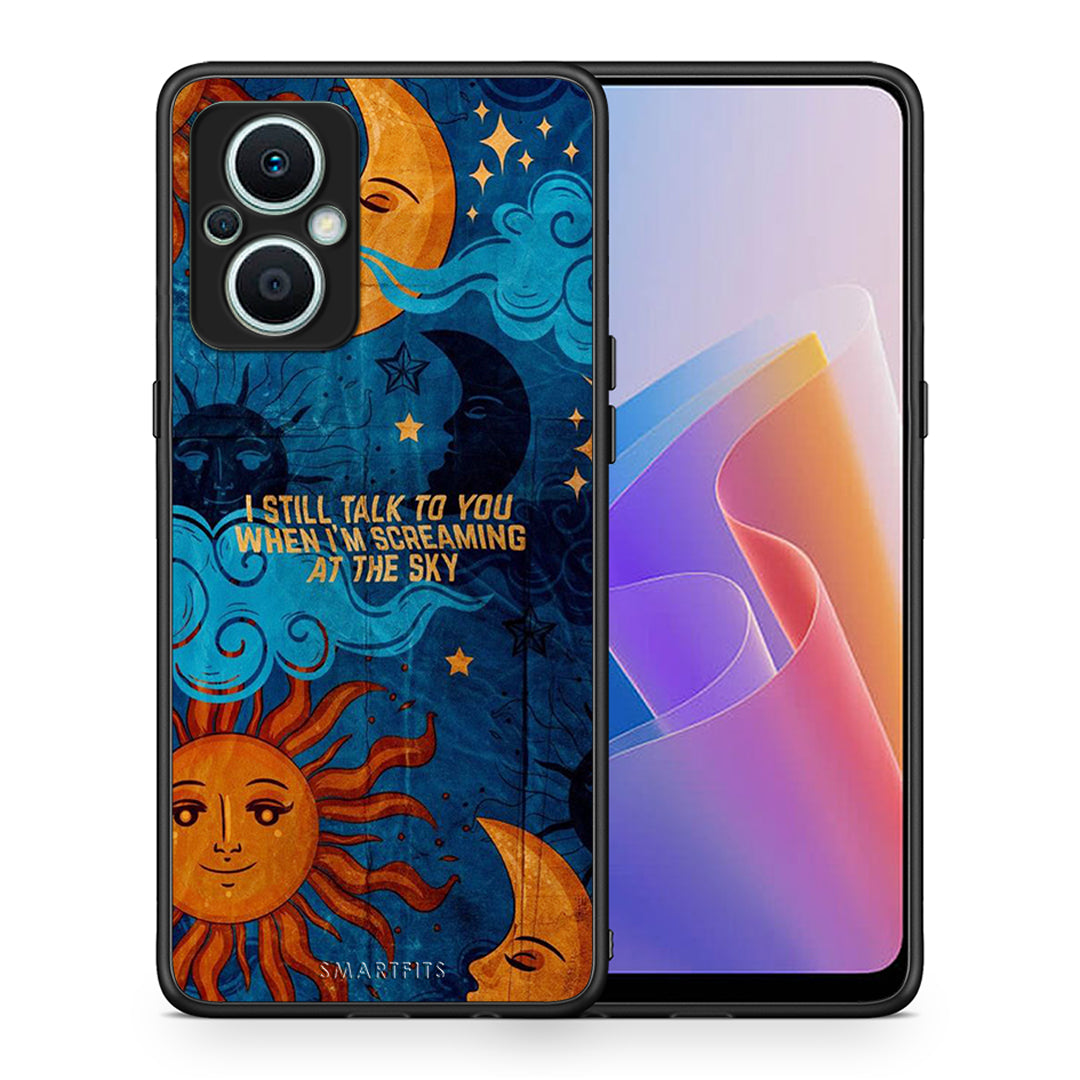 Θήκη Oppo Reno7 Lite Screaming Sky από τη Smartfits με σχέδιο στο πίσω μέρος και μαύρο περίβλημα | Oppo Reno7 Lite Screaming Sky Case with Colorful Back and Black Bezels