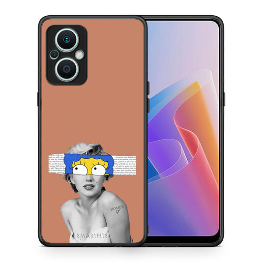 Θήκη Oppo Reno7 Lite Sim Merilyn από τη Smartfits με σχέδιο στο πίσω μέρος και μαύρο περίβλημα | Oppo Reno7 Lite Sim Merilyn Case with Colorful Back and Black Bezels