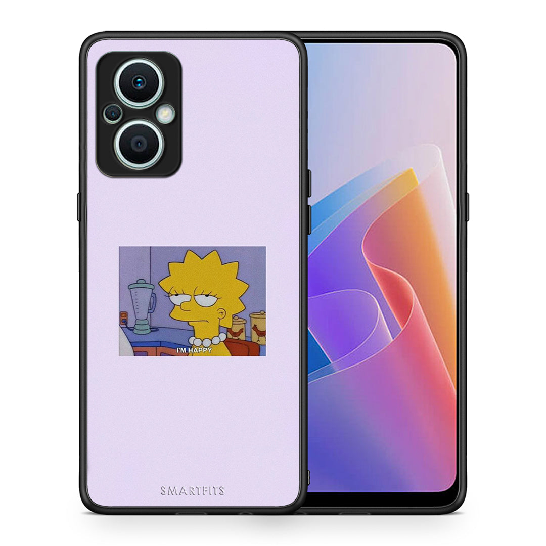 Θήκη Oppo Reno7 Lite So Happy από τη Smartfits με σχέδιο στο πίσω μέρος και μαύρο περίβλημα | Oppo Reno7 Lite So Happy Case with Colorful Back and Black Bezels