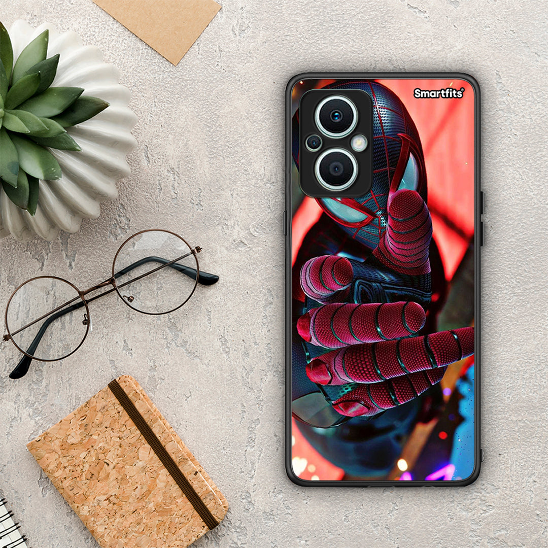 Θήκη Oppo Reno7 Lite Spider Hand από τη Smartfits με σχέδιο στο πίσω μέρος και μαύρο περίβλημα | Oppo Reno7 Lite Spider Hand Case with Colorful Back and Black Bezels