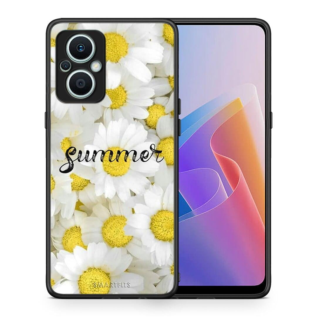 Θήκη Oppo Reno7 Lite Summer Daisies από τη Smartfits με σχέδιο στο πίσω μέρος και μαύρο περίβλημα | Oppo Reno7 Lite Summer Daisies Case with Colorful Back and Black Bezels