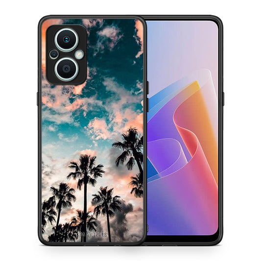 Θήκη Oppo Reno7 Lite Summer Sky από τη Smartfits με σχέδιο στο πίσω μέρος και μαύρο περίβλημα | Oppo Reno7 Lite Summer Sky Case with Colorful Back and Black Bezels