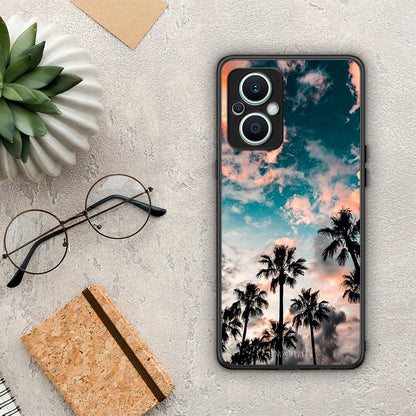 Θήκη Oppo Reno7 Lite Summer Sky από τη Smartfits με σχέδιο στο πίσω μέρος και μαύρο περίβλημα | Oppo Reno7 Lite Summer Sky Case with Colorful Back and Black Bezels