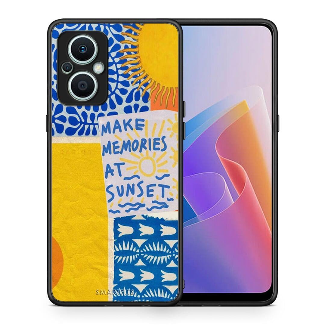 Θήκη Oppo Reno7 Lite Sunset Memories από τη Smartfits με σχέδιο στο πίσω μέρος και μαύρο περίβλημα | Oppo Reno7 Lite Sunset Memories Case with Colorful Back and Black Bezels