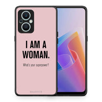 Thumbnail for Θήκη Oppo Reno7 Lite Superpower Woman από τη Smartfits με σχέδιο στο πίσω μέρος και μαύρο περίβλημα | Oppo Reno7 Lite Superpower Woman Case with Colorful Back and Black Bezels