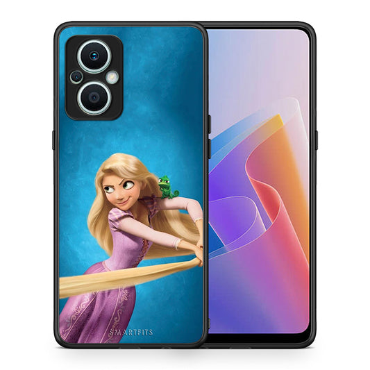 Θήκη Oppo Reno7 Lite Tangled 2 από τη Smartfits με σχέδιο στο πίσω μέρος και μαύρο περίβλημα | Oppo Reno7 Lite Tangled 2 Case with Colorful Back and Black Bezels