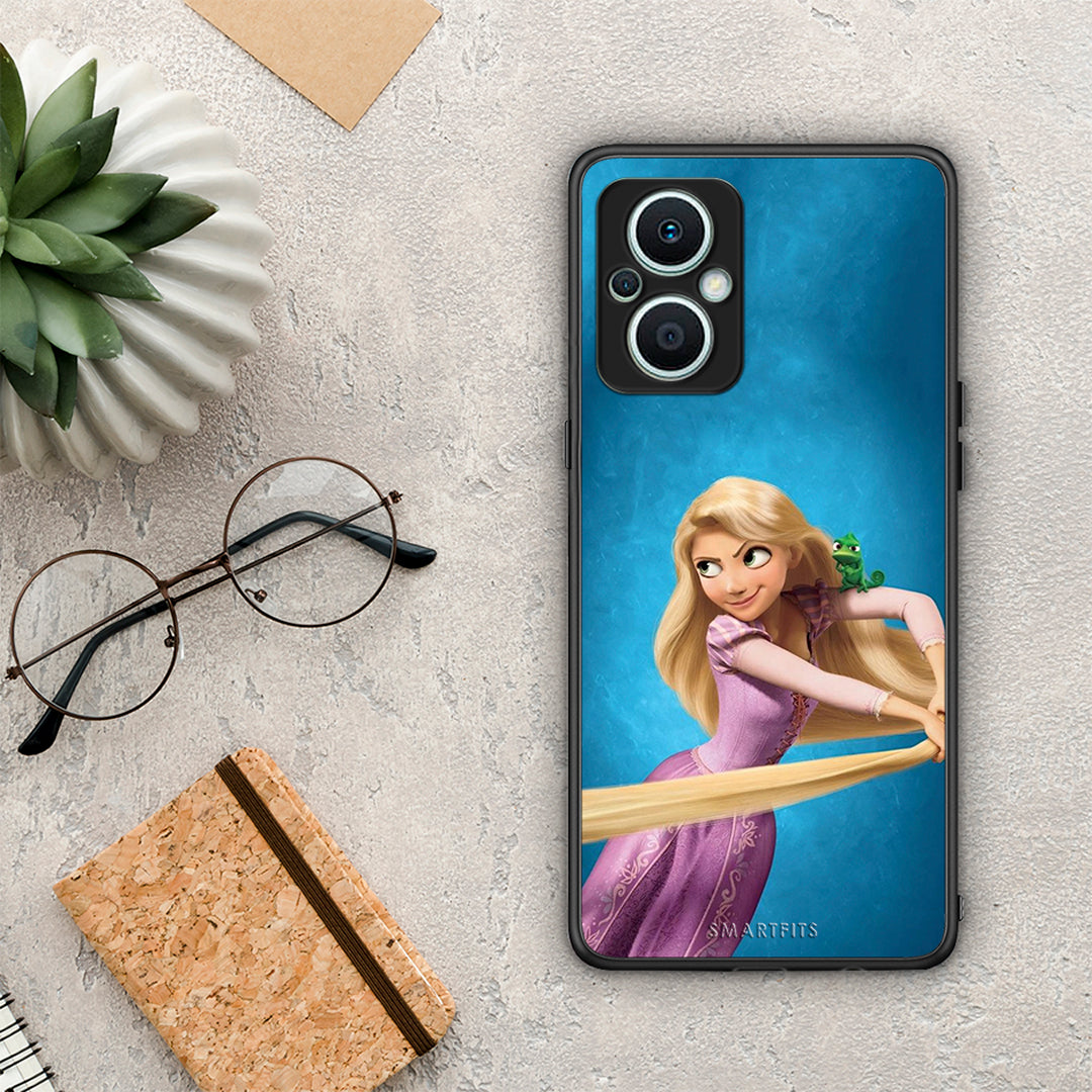 Θήκη Oppo Reno7 Lite Tangled 2 από τη Smartfits με σχέδιο στο πίσω μέρος και μαύρο περίβλημα | Oppo Reno7 Lite Tangled 2 Case with Colorful Back and Black Bezels