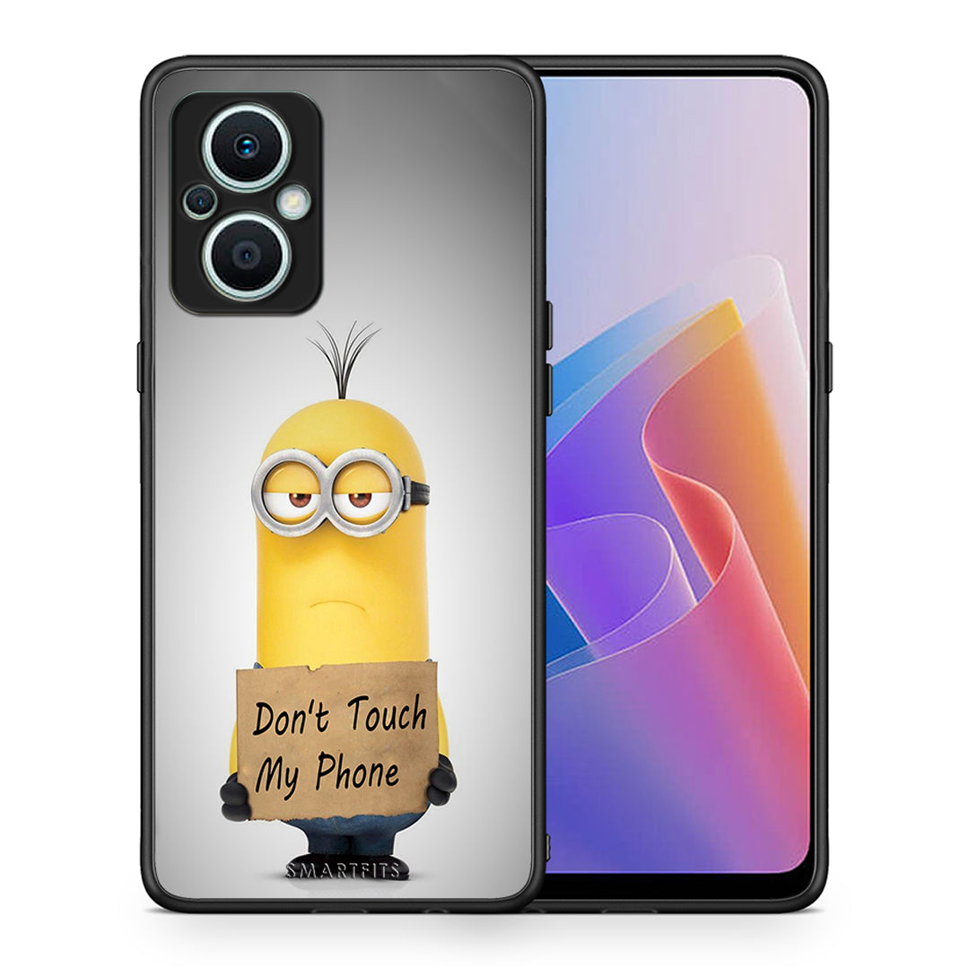 Θήκη Oppo Reno7 Lite Text Minion από τη Smartfits με σχέδιο στο πίσω μέρος και μαύρο περίβλημα | Oppo Reno7 Lite Text Minion Case with Colorful Back and Black Bezels