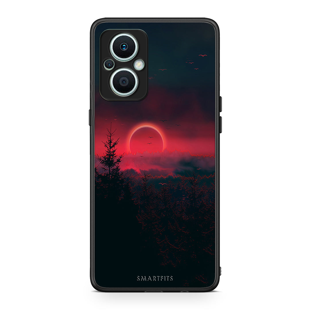 Θήκη Oppo Reno7 Lite Tropic Sunset από τη Smartfits με σχέδιο στο πίσω μέρος και μαύρο περίβλημα | Oppo Reno7 Lite Tropic Sunset Case with Colorful Back and Black Bezels