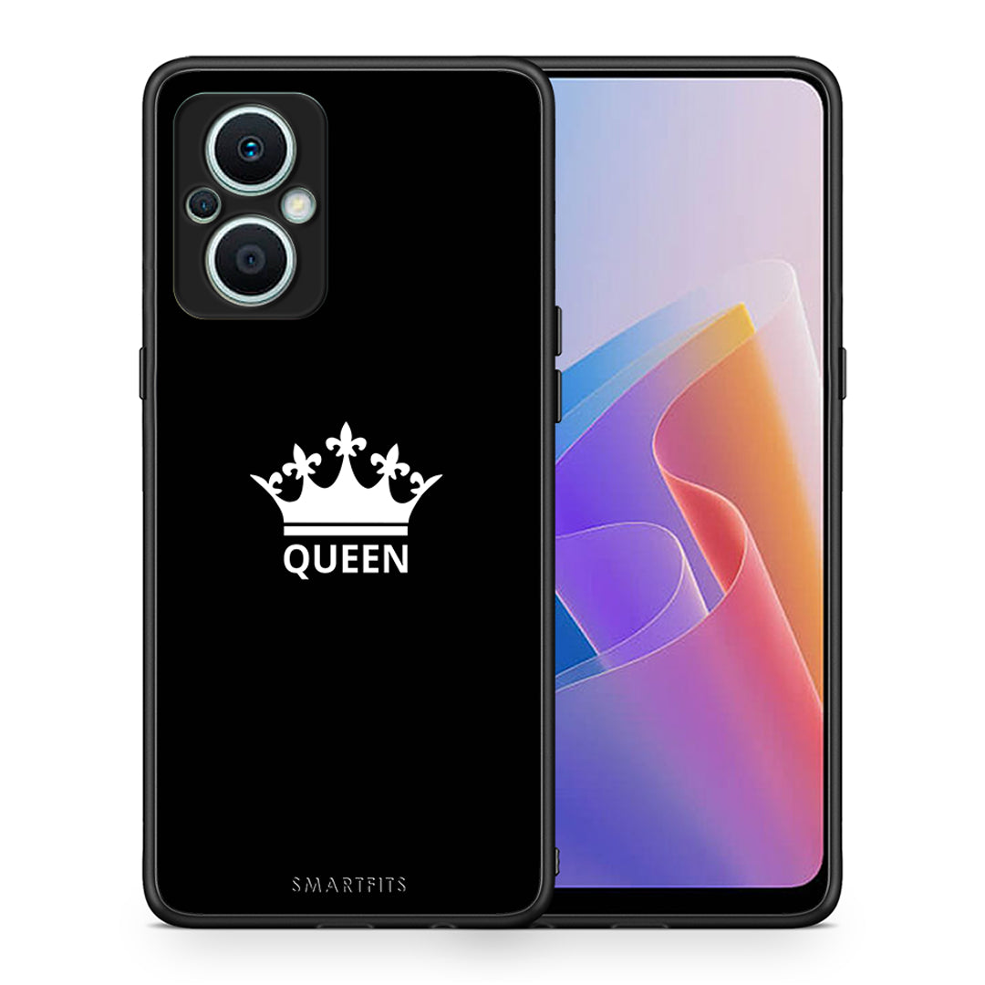 Θήκη Oppo Reno7 Lite Valentine Queen από τη Smartfits με σχέδιο στο πίσω μέρος και μαύρο περίβλημα | Oppo Reno7 Lite Valentine Queen Case with Colorful Back and Black Bezels