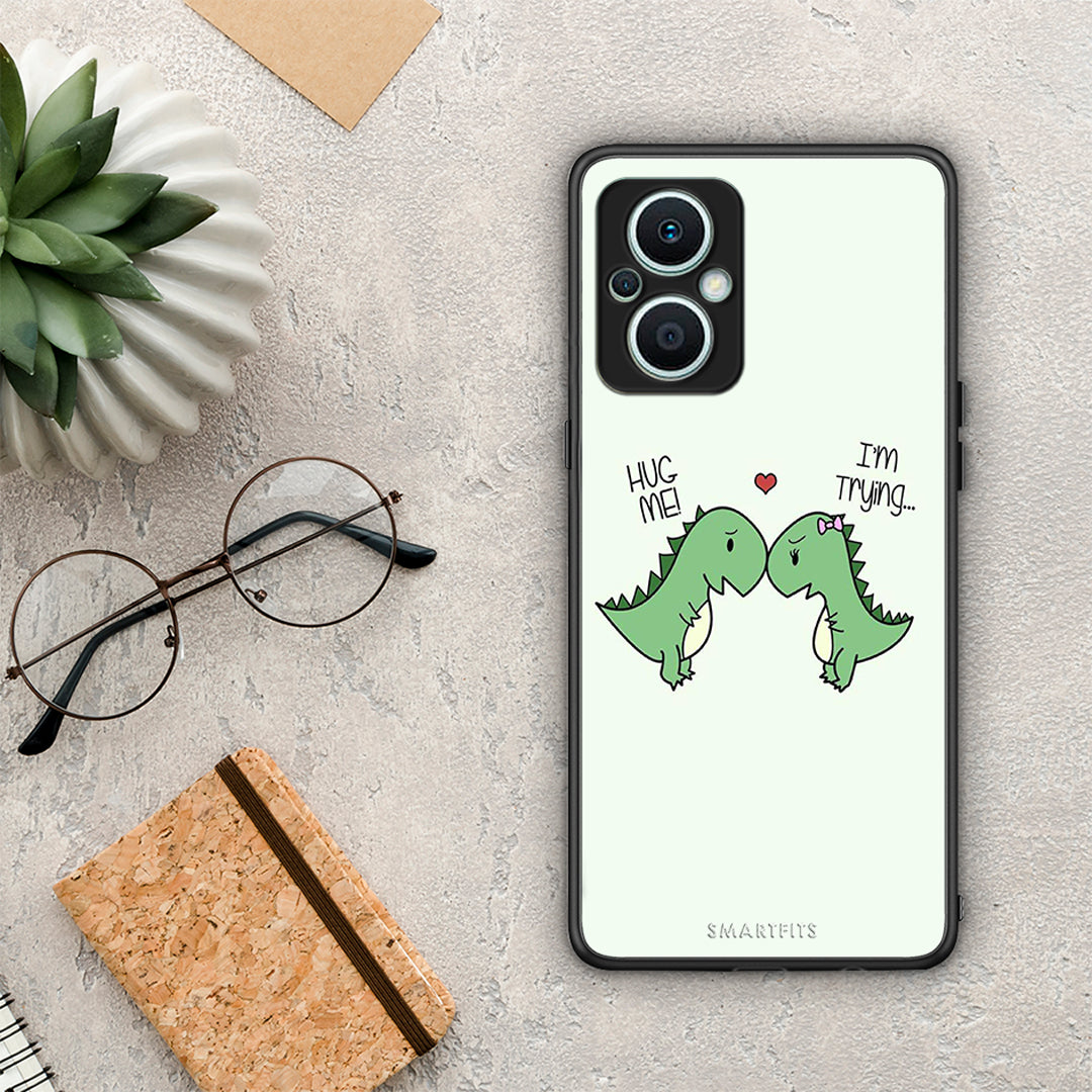 Θήκη Oppo Reno7 Lite Valentine Rex από τη Smartfits με σχέδιο στο πίσω μέρος και μαύρο περίβλημα | Oppo Reno7 Lite Valentine Rex Case with Colorful Back and Black Bezels