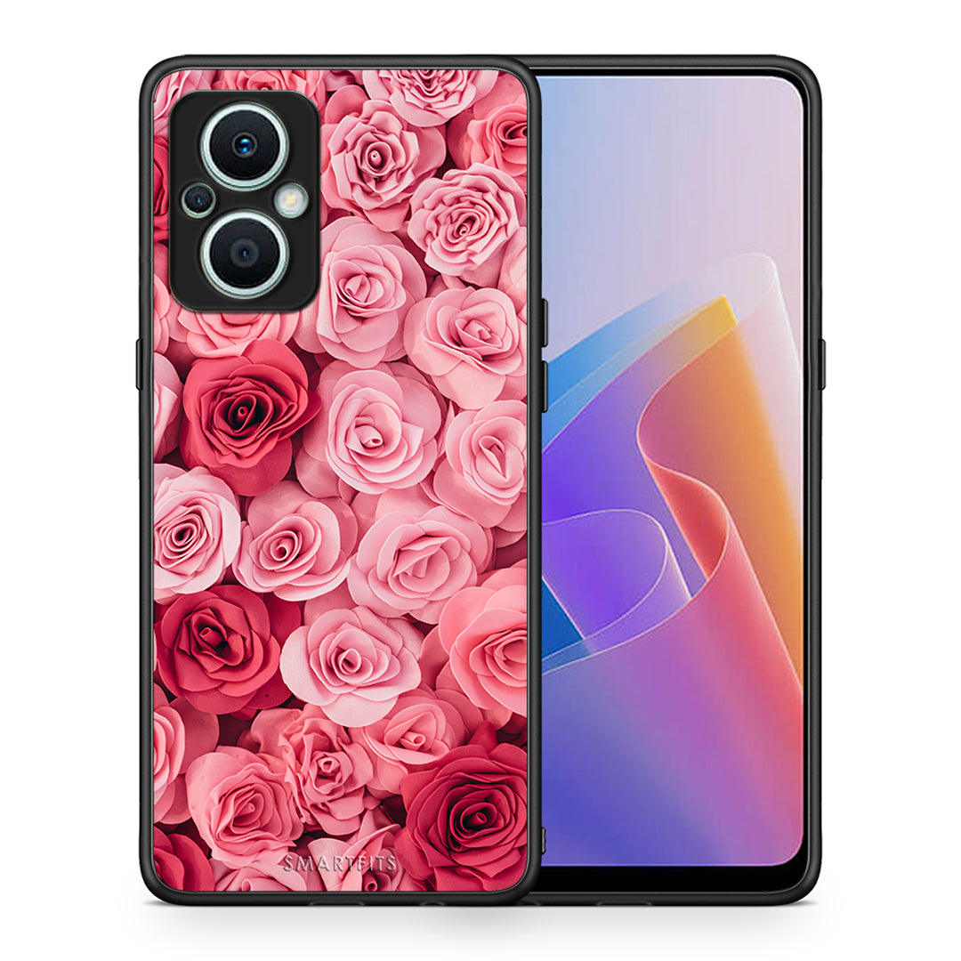 Θήκη Oppo Reno7 Lite Valentine RoseGarden από τη Smartfits με σχέδιο στο πίσω μέρος και μαύρο περίβλημα | Oppo Reno7 Lite Valentine RoseGarden Case with Colorful Back and Black Bezels