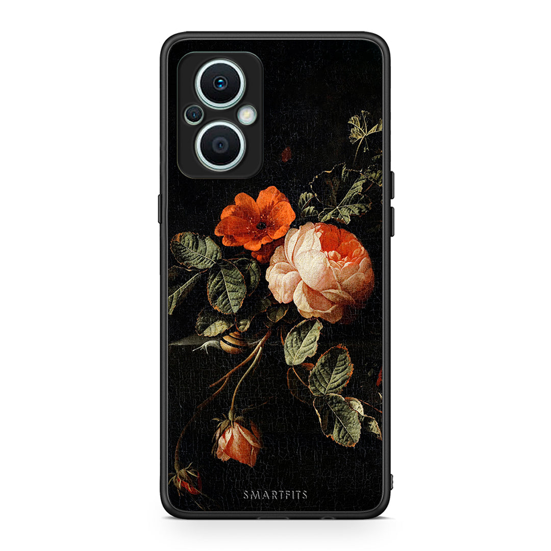 Θήκη Oppo Reno7 Lite Vintage Roses από τη Smartfits με σχέδιο στο πίσω μέρος και μαύρο περίβλημα | Oppo Reno7 Lite Vintage Roses Case with Colorful Back and Black Bezels