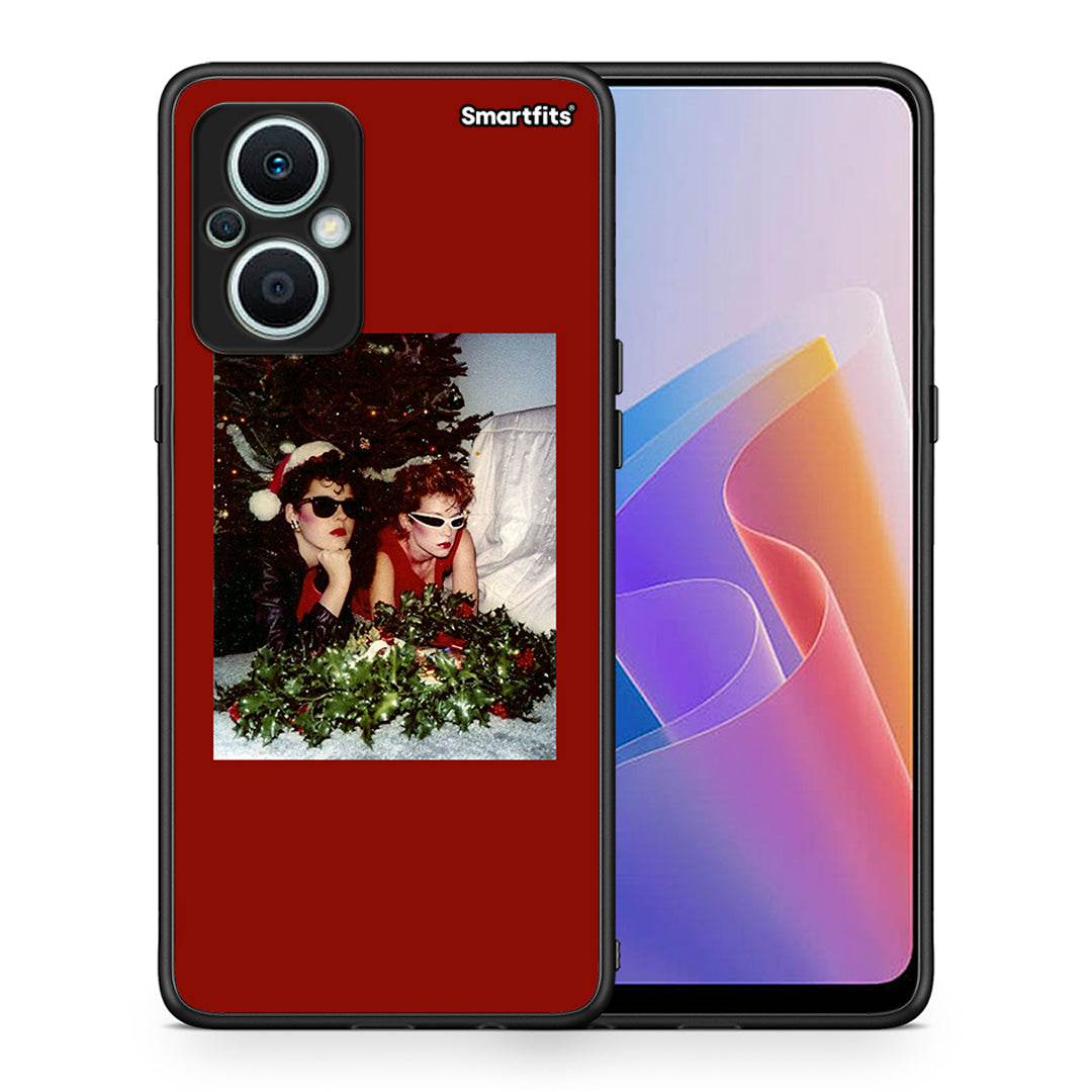 Θήκη Oppo Reno7 Lite Waiting For Xmas από τη Smartfits με σχέδιο στο πίσω μέρος και μαύρο περίβλημα | Oppo Reno7 Lite Waiting For Xmas Case with Colorful Back and Black Bezels