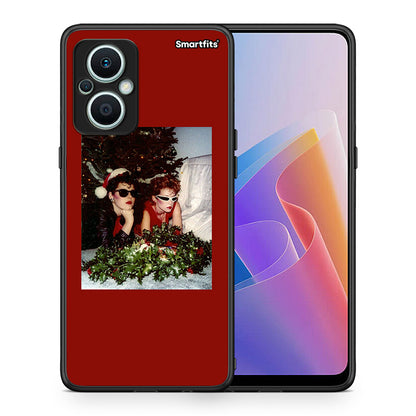 Θήκη Oppo Reno7 Lite Waiting For Xmas από τη Smartfits με σχέδιο στο πίσω μέρος και μαύρο περίβλημα | Oppo Reno7 Lite Waiting For Xmas Case with Colorful Back and Black Bezels